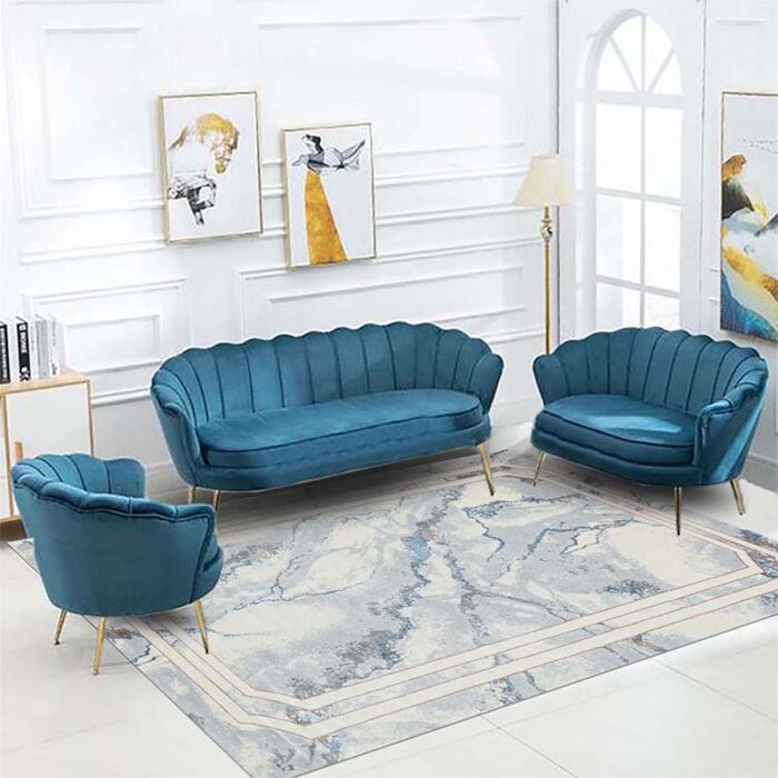 DS04 BLUE POZA 1 Covor Domino DS04B Gri/ Albastru