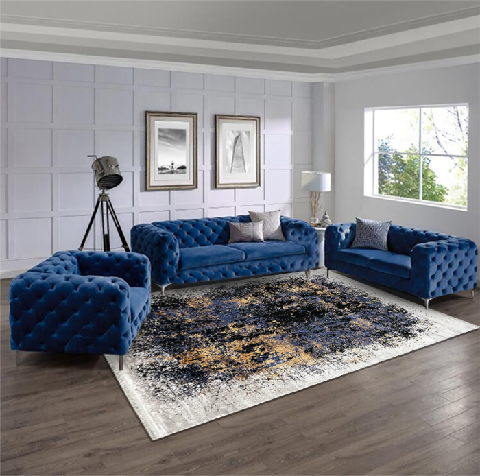 balil bx05 1 Covor Babil BX05 Gri/Albastru/Auriu - imagine 2