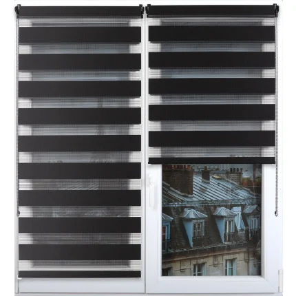 RULOU ZEBRA 60X90 CM – NEGRU COMPOZIȚIE POLYESTER | JALUZELE