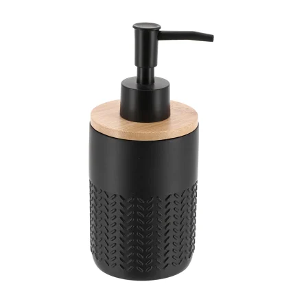 DISPENSER SĂPUN POLIRĂȘINĂ SI BAMBUS 260 ML - NEGRU