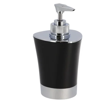 DISPENSER SĂPUN PLASTIC 280 ML CONIC - NEGRU / ARGINTIU
