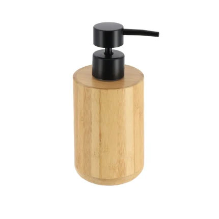 DISPENSER SĂPUN BAMBUS 200ML ROTUND - BAMBOO / NEGRU