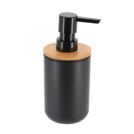 DISPENSER SĂPUN PLASTIC 300 ML - NEGRU/BAMBOO
