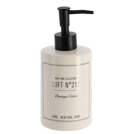 DISPENSER SĂPUN CERAMICĂ 320 ML DESIGN GRAFIC - ALB / NEGRU