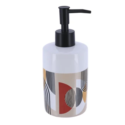 DISPENSER SĂPUN CERAMICĂ 320 ML DESIDN MODERN - ALB / MULTICOLOR