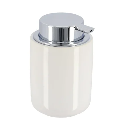DISPENSER SĂPUN CERAMICĂ 235 ML ROTUND - ALB / CROM