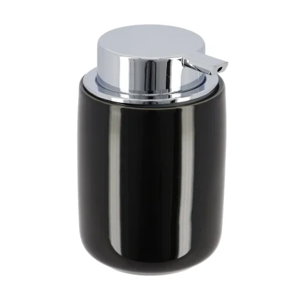 DISPENSER SĂPUN CERAMICĂ 235 ML ROTUND - NEGRU / CROM