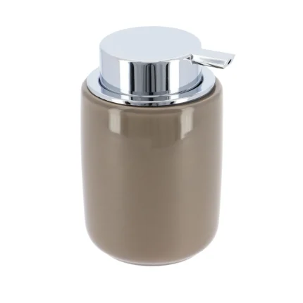 DISPENSER SĂPUN CERAMICĂ 235 ML ROTUND - GREIGE / CROM