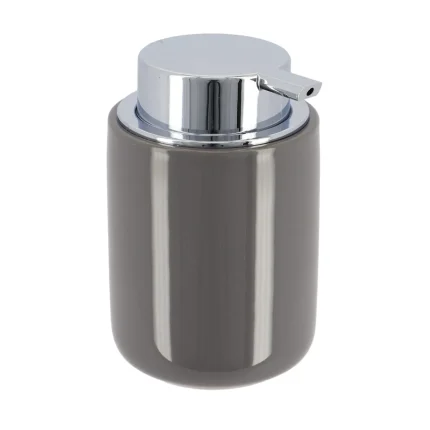 DISPENSER SĂPUN CERAMICĂ 235 ML ROTUND - GRI / CROM