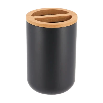 SUPORT PERIUȚE PLASTIC / BAMBUS COMP ROTUND - NEGRU