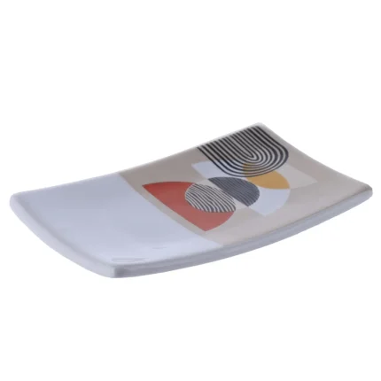 SĂPUNIERA CERAMICĂ DESIGN MODERN - ALB / MULTICOLOR