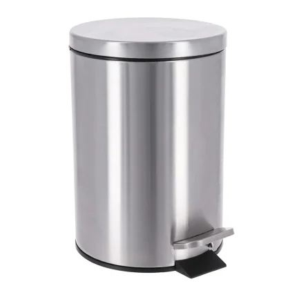 COȘ GUNOI CU CAPAC OTEL INOX 3L ROTUND - CROM | COȘURI DE GUNOI BAIE