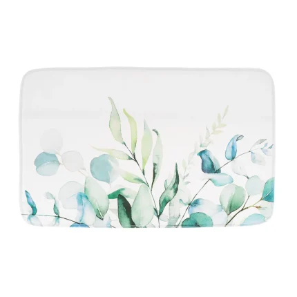 COVOR DE BAIE MICROFIBRA DESIGN FLORAL 45X75 CM - BLEU / VERDE CULOARE VERDE