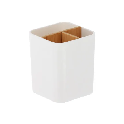 Organizator X3 BAMBOO 9X9X11 cm – Alb | Organizatoare baie