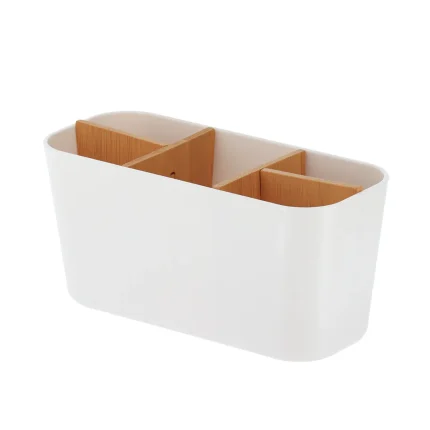 Organizator X5 BAMBOO 21X9X10 cm – Alb | Organizatoare baie