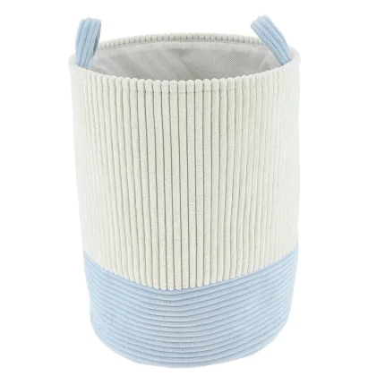 Coș rufe bicolor catifelat 35X46 cm mediu - Alb  / Azur | Organizatoare baie