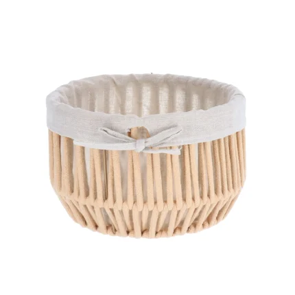 Coș rufe efect sfoară POLIESTER / BUMBAC 26X17 cm - Bej | Organizatoare baie