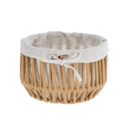 Coș rufe efect sfoară POLIESTER / BUMBAC 26X17 cm – Greige | Organizatoare baie
