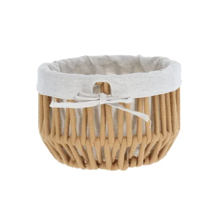 Coș rufe efect sfoară POLIESTER / BUMBAC 22X15 cm – Greige | Organizatoare baie