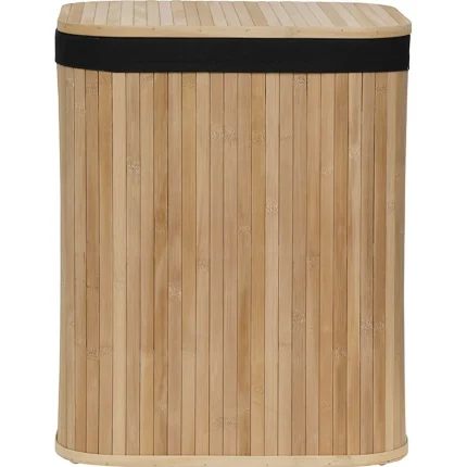 Coș rufe BAMBUS / IN mare cu capac 43,5X34,5X54 cm – Bamboo / Negru | Organizatoare baie