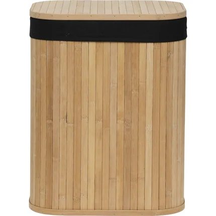 Coș rufe BAMBUS / IN mediu cu capac 36,5X28,5X47 cm – Bamboo / Negru | Organizatoare baie