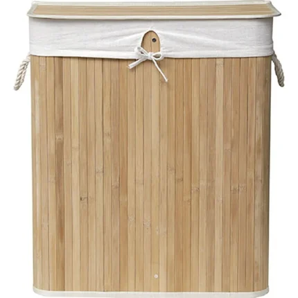 Coș rufe BAMBUS 2 compartimente cu capac 41X27X65,5 cm - BAMBOO / IN | Organizatoare baie
