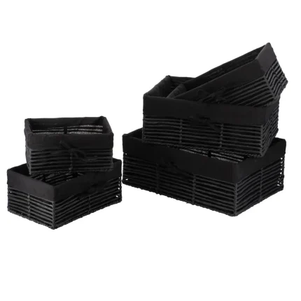 Set 5 X coș depozitare HÂRTIE / METAL / IN - Negru | Organizatoare baie set