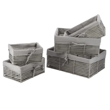 Set 5 X coș depozitare HÂRTIE / METAL / IN – Gri | Organizatoare baie set