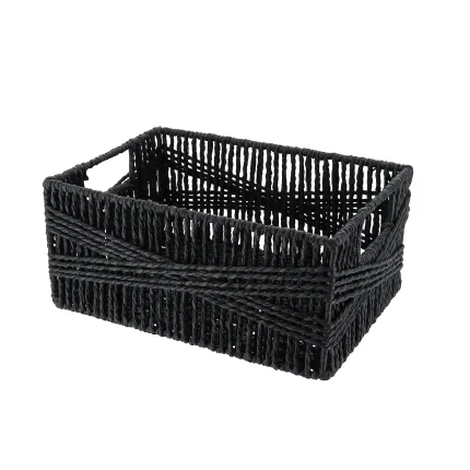Coș depozitare HÂRTIE / METAL 30X20,5X13,5 cm – Negru | Organizatoare baie