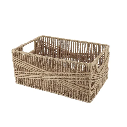 Coș depozitare HÂRTIE / METAL 30X20,5X13,5 cm – Natural | Organizatoare baie