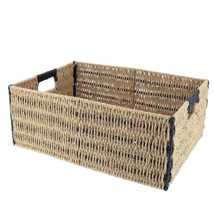 Coș bicolor depozitare METAL / HÂRTIE 44X31X17 cm – Natural / Negru | Organizatoare baie