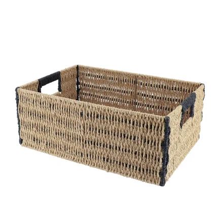 Coș bicolor depozitare METAL / HÂRTIE 39X27X15,5 cm – Natural / Negru | Organizatoare baie