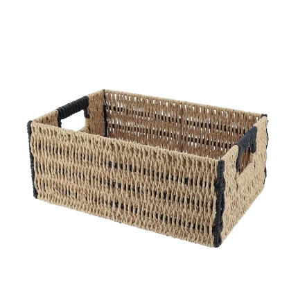 Coș bicolor depozitare METAL / HÂRTIE 34X23,5X14 cm – Natural / Negru | Organizatoare baie