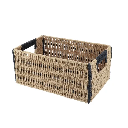 Coș bicolor depozitare METAL / HÂRTIE 30X20,5X13,5 cm – Natural / Negru | Organizatoare baie