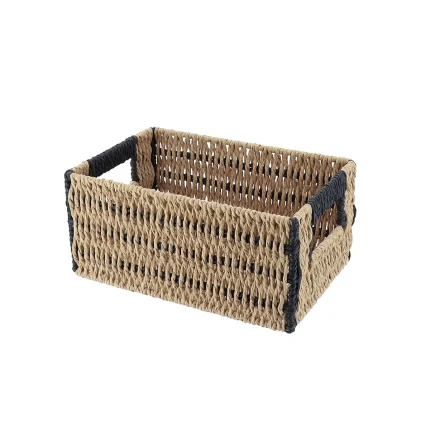 Coș bicolor depozitare METAL / HÂRTIE 26X17,5X12 cm - Natural / Negru | Organizatoare baie