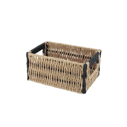 Coș bicolor depozitare METAL / HÂRTIE 22X14X10,5 cm – Natural / Negru | Organizatoare baie