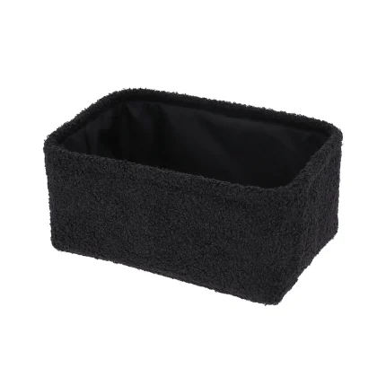 Coș depozitare rectangular POLIESTER finisaj pufos 30X20,5X13,5 cm – Negru | Organizatoare baie