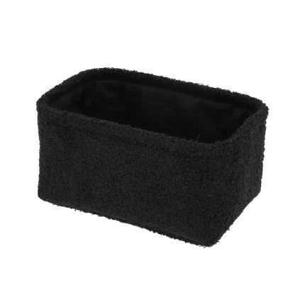 Coș depozitare rectangular POLIESTER finisaj pufos 26X17,5X12 CM – Negru | Organizatoare baie