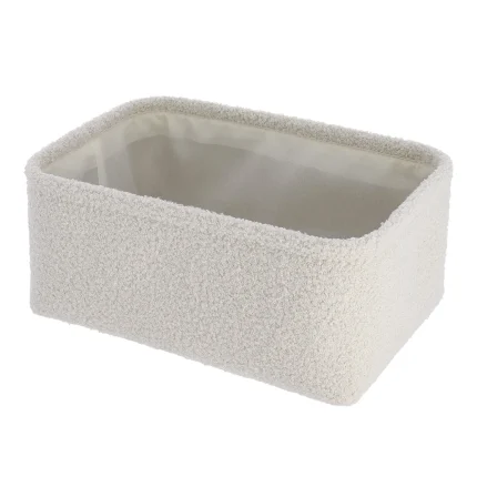 Coș depozitare rectangular POLIESTER finisaj pufos 30X20,5X13,5 cm - Alb | Organizatoare baie