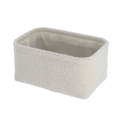 Coș depozitare rectangular POLIESTER finisaj pufos 26X17,5X12 CM - Alb | Organizatoare baie