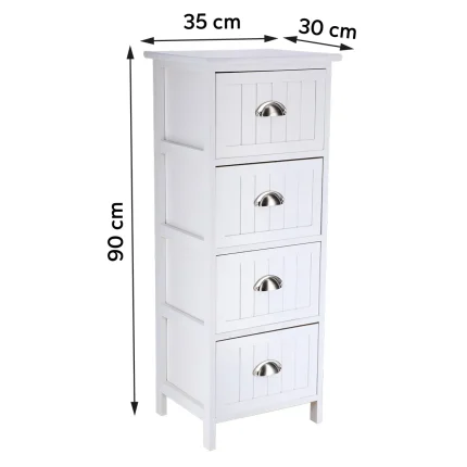 Corp mobilier MDF cu 4 sertare 90x30x35 cm - Alb | Mobilier depozitare baie - imagine 2