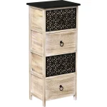 Corp mobilier MDF cu 4 sertare 86x27,5x37,5 cm - Natural/Negru imprimat | Mobilier depozitare baie