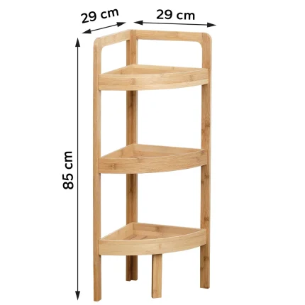 Corp mobilier BAMBUS colț 3 rafturi 85x29x29 cm - Bamboo | Mobilier depozitare baie - imagine 2