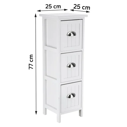 Corp mobilier MDF cu 3 sertare 77x25x25 cm - Alb | Mobilier depozitare baie - imagine 2