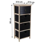 Corp mobilier MDF 1 sertar / 3 coșuri depozitare 86x27,5x37,5 cm - Negru / Natural | Mobilier depozitare baie - imagine 2