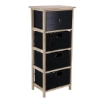 Corp mobilier MDF 1 sertar / 3 coșuri depozitare 86x27,5x37,5 cm - Negru / Natural | Mobilier depozitare baie