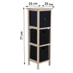 Corp mobilier MDF 1 sertar / 2 coșuri depozitare 77x25x25 cm - Negru / Natural | Mobilier depozitare baie - imagine 2