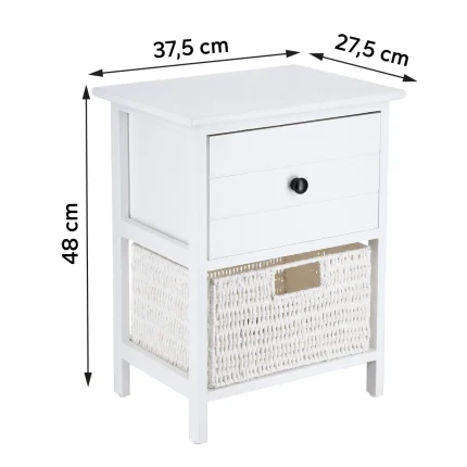 Corp mobilier MDF 1 sertar / 1 coș depozitare 48x27,5x37,5 cm - Alb | Mobilier depozitare baie - imagine 2