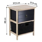 Corp mobilier MDF 1 sertar / 1 coș depozitare 48x27,5x37,5 cm - Negru / Natural | Mobilier depozitare baie - imagine 2