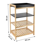 Corp mobilier BAMBUS/MDF 4 rafturi 70x33x43 cm - Bamboo / Negru | Mobilier depozitare baie - imagine 2